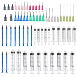 20-65Pack Syringes with 14ga-25ga Blunt Tip Needles With Syringe Caps and Needle Caps for Refilling and Measuring Liquids Oil