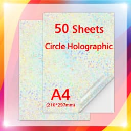 50 Sheets A4 Adhesive Cold Laminating Film Holographic Sand Foil Glitter Stars Photo Laminating Film to Protect Photos DIY Card