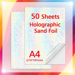 50 Sheets A4 Adhesive Cold Laminating Film Holographic Sand Foil Glitter Stars Photo Laminating Film to Protect Photos DIY Card