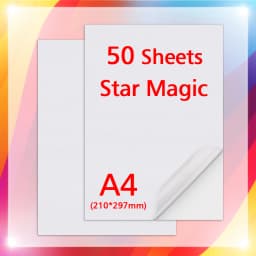 50 Sheets A4 Adhesive Cold Laminating Film Holographic Sand Foil Glitter Stars Photo Laminating Film to Protect Photos DIY Card