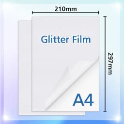 50 Sheets A4 Adhesive Cold Laminating Film Holographic Sand Foil Glitter Stars Photo Laminating Film to Protect Photos DIY Card