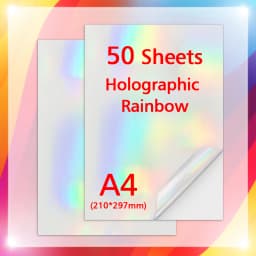 50 Sheets A4 Adhesive Cold Laminating Film Holographic Sand Foil Glitter Stars Photo Laminating Film to Protect Photos DIY Card