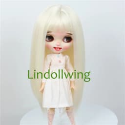 9-10 inch Blyth Wig Long Light Blonde Straight Hair 0809