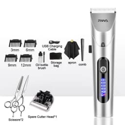 RIWA Hair Clipper Professional Electric Trimmer For Men With LED Screen Washable Rechargeable Men Strong Power Steel Head