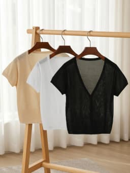 Outerwear Jerseys Summer Cardigan Women Cropped Blouses Korean Fashion Style Cute V-neck Women's Coat Black Bolero Woman Basic