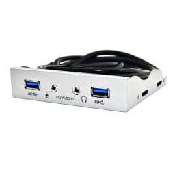 2 Port USB 3.0 Hub Splitter HD Audio 3.5mm Earphone Jack Mic Interface Front Panel Bracket Adapter for PC 20 Pin 3.5" Floppy Bay