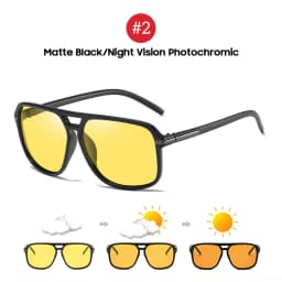 VIVIBEE Men Polarized Day Night Vision Glasses Retro Color Changing Square Oversized Yellow Goggles Women Driving Shades