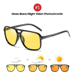 VIVIBEE Men Polarized Day Night Vision Glasses Retro Color Changing Square Oversized Yellow Goggles Women Driving Shades