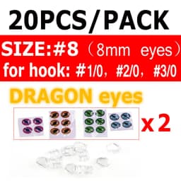 Bimoo 20PCS Clear Fluoro Epoxy Fish Mask Streamer Saltwater Flies Fly Tying Material Included Luminous Holographic 3D Fish Eyes