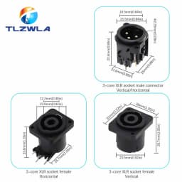 1PCS 3pin XLR Female Socket Connector Panel Mount Mixer Microphone Audio Speakers Plug Adapter