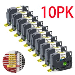 10Pcs Hse-231 Compatible Brother Hse-211 221 241 251 611 621 631 641 651 Heat Shrink Tube Label for Brother P-touch Label Maker