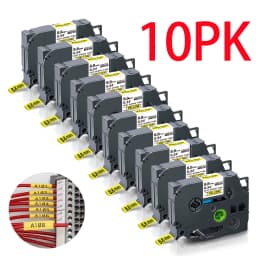 10Pcs Hse-231 Compatible Brother Hse-211 221 241 251 611 621 631 641 651 Heat Shrink Tube Label for Brother P-touch Label Maker