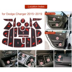 ZUNDUO for Dodge Charger 2015 2016 2017 2018 2019 Anti-Slip Gate Slot Cup Mat Non-slip Door Groove Pad Internal Accessories