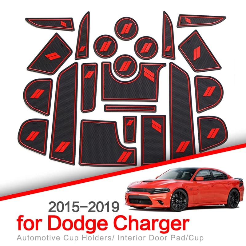 ZUNDUO for Dodge Charger 2015 2016 2017 2018 2019 Anti-Slip Gate Slot Cup Mat Non-slip Door Groove Pad Internal Accessories