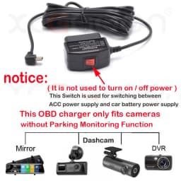 XCGaoon 24Hours Car OBD Hardwire Kit With Mini Mico USB Port 5V 3A Charging Cable For XiaoMi 70Mai YI 360 Dash Cam DVR
