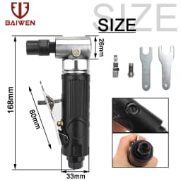 1/4'' Air Angle Die Grinder 90 Degree Pneumatic Grinding Polisher Mill Engraving Machine with 2inch Sanding Discs 20000RPM
