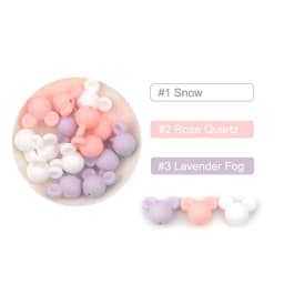 LOFCA Mouse 10pcs/lot Silicone Beads Baby Teether Toy Soft Chew Teething BPA Free DIY Charm Necklace Food Grade Jewelry