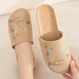 Linen Slippers Female Summer Male Couple Home Embroidered Non-Slip Soft Bottom Indoor Home Use Cotton And Linen Floor Slippers