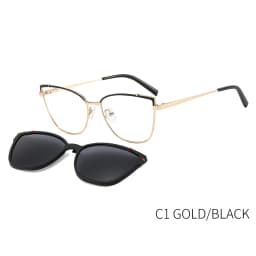 CEOFY Cat Eye Metal Retro Polarized Sunglasses Women Fashion Optical Myopia Eyeglasses Frames Prescription Frame with Clip