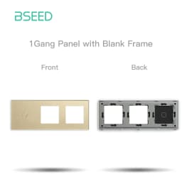 BSEED Crystal Light Switch Panel With Double Wall Socket Frames 228mm Metal Base Included Gass Frame EU Standard