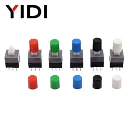10pcs PCB Tact Tactile Micro Mini Latching Push Button On Off Self Lock UnLock Switch DIP 6 Pin Cap 5.8*5.8/7*7/8*8/8.5*8.5mm