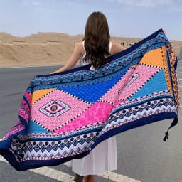 Design Brand Women Scarf Sunscreen Cotton Shawls Dual-Use Summer Autumn Long Scarves Seaside Holiday Beach Towel Beachwear Veils