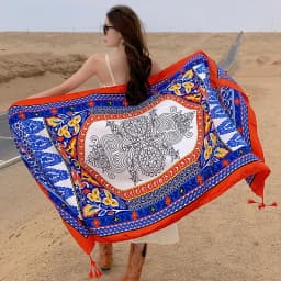 Design Brand Women Scarf Sunscreen Cotton Shawls Dual-Use Summer Autumn Long Scarves Seaside Holiday Beach Towel Beachwear Veils