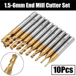 4 Flutes Milling Cutters HSS Titanium End Mill Set 6/10Pcs 1.5-6mm 6mm Shank CNC Router Bit For Wood Metal Steel Milling