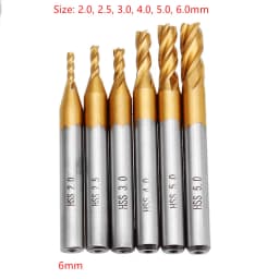 4 Flutes Milling Cutters HSS Titanium End Mill Set 6/10Pcs 1.5-6mm 6mm Shank CNC Router Bit For Wood Metal Steel Milling