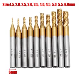 4 Flutes Milling Cutters HSS Titanium End Mill Set 6/10Pcs 1.5-6mm 6mm Shank CNC Router Bit For Wood Metal Steel Milling