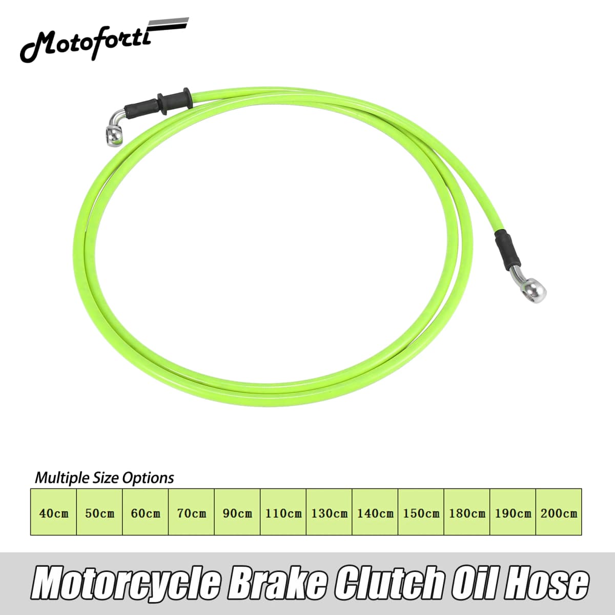 Motoforti Universal 40cm Motorcycle Brake Clutch Oil Hose Line Pipe Green Hydraulic Reinforced Stainless Steel Braided Hose