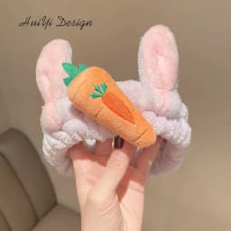 cute carrot Plush face wash hair band winter warm letter rabbit ear headbands fashion bow wide edge girl hair bands headdress