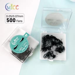 MICC 3D 14D 7mm 20mm Pointy Base Medium Stem Slim Thin Premade Volume Loose Fans Lashes Russian Fan Eyelash Extensions Faux Mink