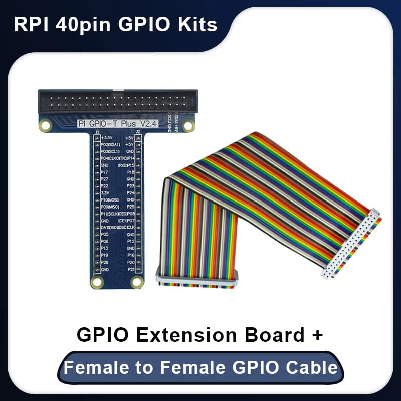 Raspberry Pi 5 4 3 GPIO Expension Board T-Type Board + 40 Pin 20CM Female to Female GPIO Cable Adapter for Orange Pi for Arduino