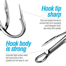 High Carbon Steel Treble Hooks 1000Pcs Saltwater Sharp Fishhook Barbed Bright Tin Sea Fishing Hook Double Strengthened Wholesale