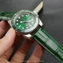 COW LEATHER Watchband 12 -24mm Glossy Green Watch Strap Genuine Leather Bracelet 15mm 20mm 22mm Watch Band Wristwatches Band