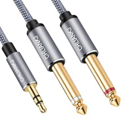 Shuliancable 3.5 Mm 1/8 TRS to Dual 6.35 Mm 1/4 TS Cable, Suitable for iPhone, iPod, Multimedia Speakers