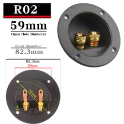 HIFIDIY LIVE Square Circle (Install Hole 49-76) Speaker Junction Box Terminal Shell 2 Copper Binding Post Wire Cable Connector