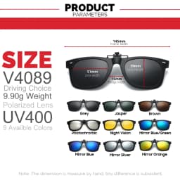 VIVIBEE 2026 Flip Up Clip on Sun Glasses for Men Driving Glasses Clips Fishing Female Anti-UVA UVB Polarized Night Vision Lens