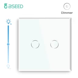 Bseed EU Standard Touch Dimmer Switch 2 Gang 1 Way Led White Black Grey Gloden Crystal Class Panel Dimmer With Adapter