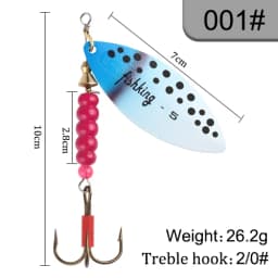 NGB Spinner Bait 4.4g 7.1g 12.6g 17.7g 26.2g Spoon Lures Pike Metal With Treble Hooks Arttificial Bass Bait Fishing Lure