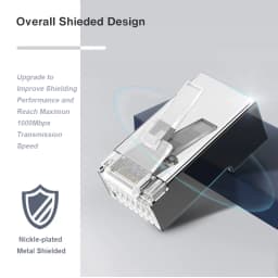 ZoeRax Pass Through RJ45 Connector, Cat6 Cat6a 30u Gold Plated Shielded Modular Plug 1.2mm Hole for STP Ethernet Cable 8P8C Ends