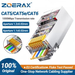 ZoeRax Pass Through RJ45 Connector, Cat6 Cat6a 30u Gold Plated Shielded Modular Plug 1.2mm Hole for STP Ethernet Cable 8P8C Ends