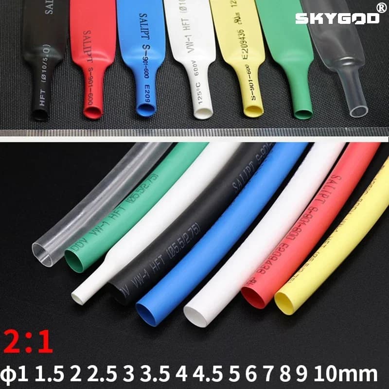 1 Meter 12 Colors 2:1 Heat Shrink Tube Diameter 1 ~ 50mm Polyolefin Insulated Tubing Sleeving Wrap Cable Repair Protect Sleeve