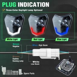 PowerZone Motorcycle Headlight Headlamp Head Light Supermoto Fairing For KTM EXC SXF MX Dirt Bike Enduro Headlight