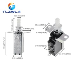 5PCS Straight Key Self-Locking switch KCD-A10 SW-3 A04 Power Switch 2Pin Outer Spring 5A For Range Hood