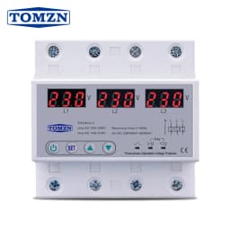 TOMZN Three Phase Adjustable Over and Under Voltage Protector 3 Phase Automatic Recovery Protective Device Reset 63A 380V