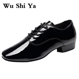 Men's Soft Latin Dance Shoes Modern Dance Plus-Size 2.5cm Heel for Boy Ballroom Tango Children Man Black Dance Shoes Soft Sole