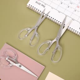JIANWU 1pc Simplicity Transparent Handle Stationery Scissors Home Furnishing Soft Decor Journal Cutting Tools Office Supplies