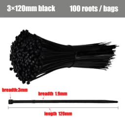 Nylon Cable Ties Self Locking Plastic Loop Wire Black 4x200 5x300MM 3x60mm Wrap Strap Zip Organiser Fasten Tension Belt 100PCS